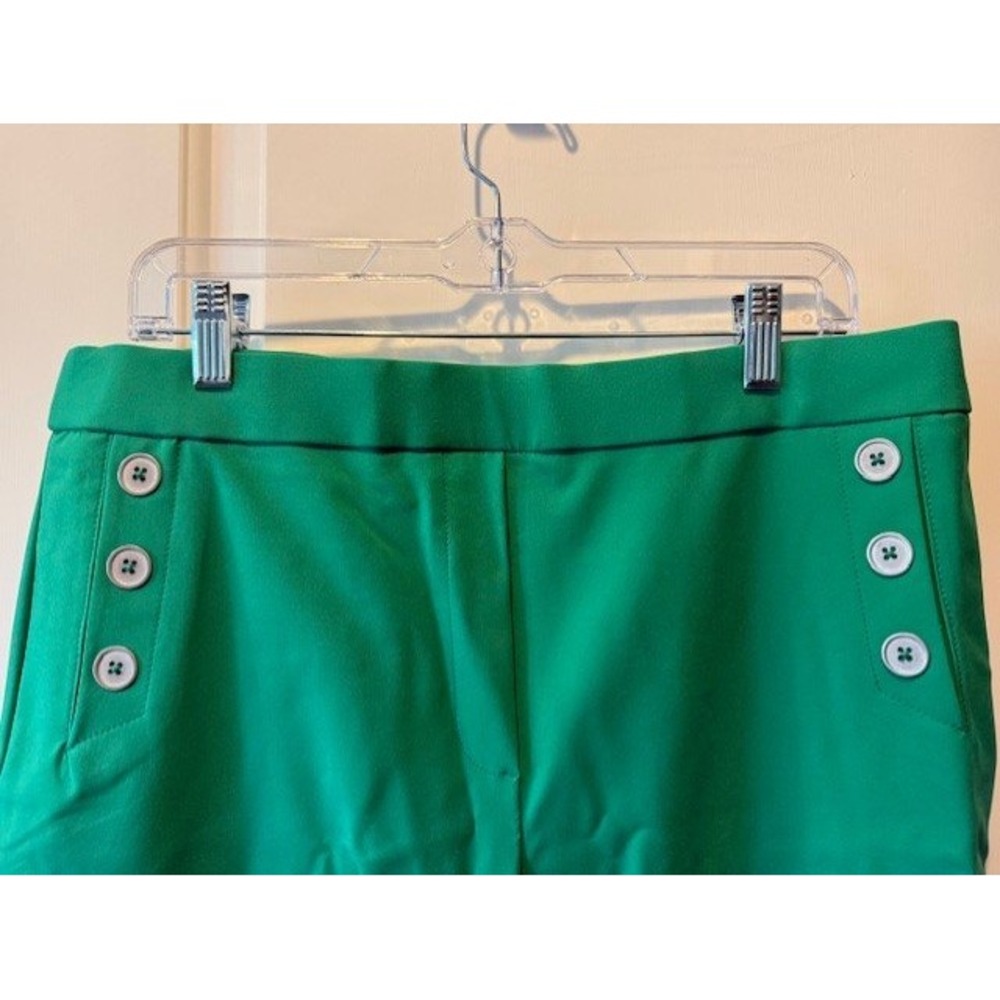 JL Atelier Green Sailor Button Trousers Womens XL Tapered Leg Dress Pants - Picture 2 of 3